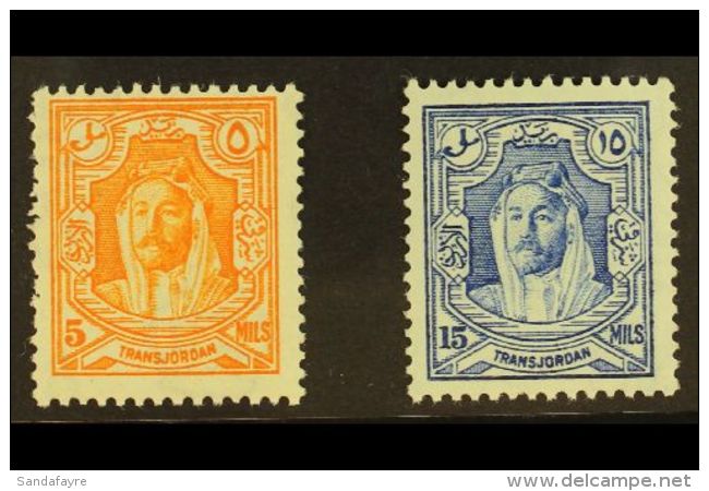 1930 5m Orange And 15m Ultramarine Perf 13&frac12; X 14 Coil Stamps, SG 198a, 200a, Very Fine Mint. (2 Stamps) For... - Jordan