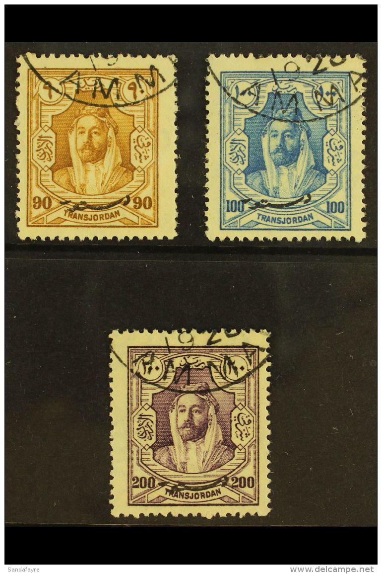 1928 90m - 200m New Constitution Overprint, SG 180/182, Very Fine Used. Scarce High Values.  (3 Stamps) For More... - Jordan