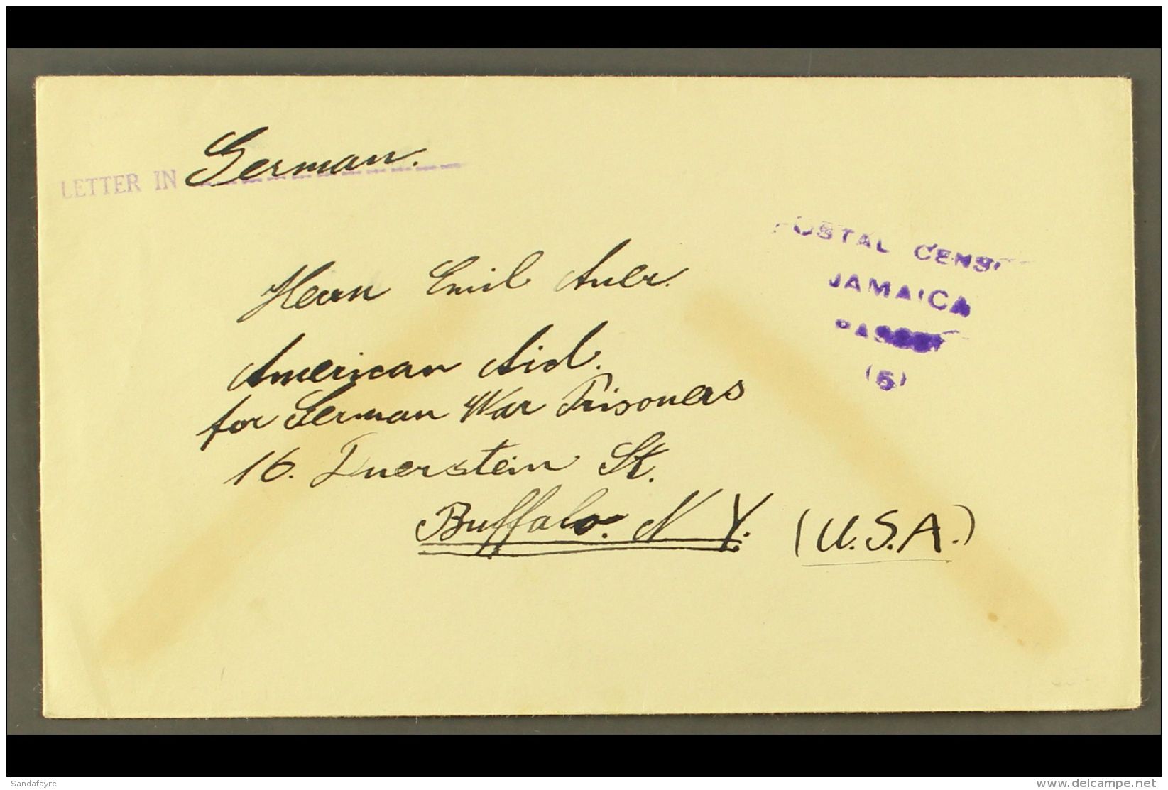 1941 Censored INTERNMENT CAMP Envelope To USA, Endorsed "Letter In German". For More Images, Please Visit... - Jamaica (...-1961)