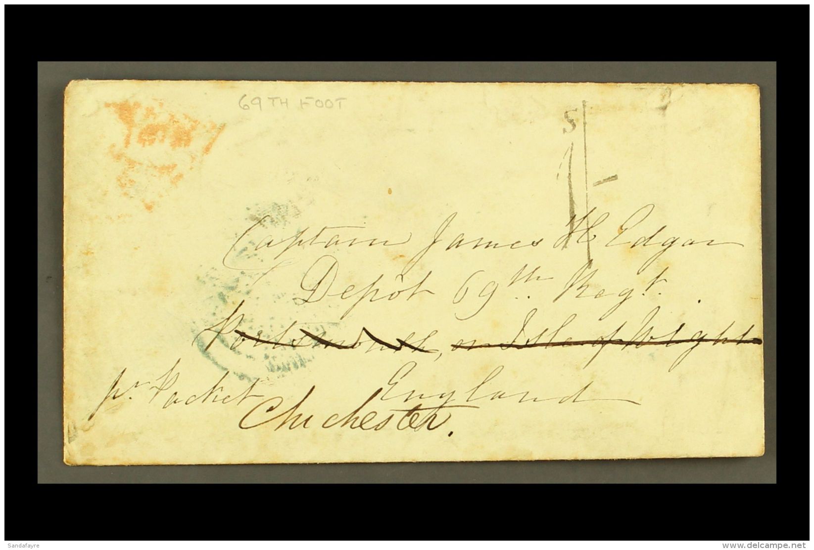 1851 Stampless Envelope From An Advance Party Of The 69th Foot In Jamaica Addressed To The 69th Regiment Depot... - Jamaïque (...-1961)