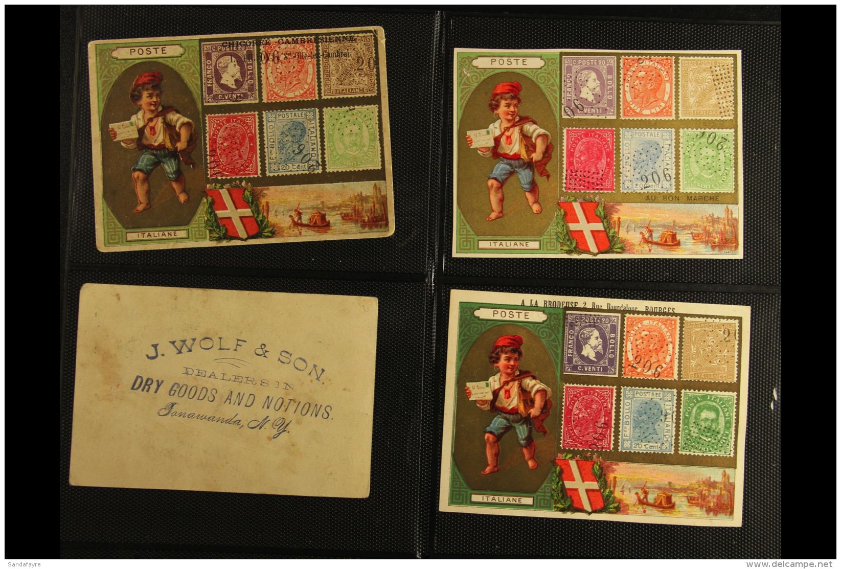 STAMP DESIGNS ON ADVERTISING CARDS A Scarce &amp; Attractive Group Of Colourful Cards, Produced Around 1908... - Non Classés