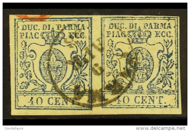 PARMA 1857 40c Blue, Type I, Sass 11, Very Fine Used Horizontal Pair, With Clear To Large Margins All Round And... - Non Classés