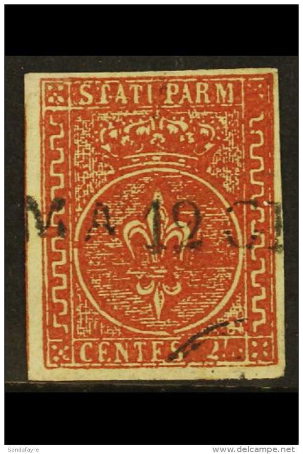 PARMA 1853 25c Red Brown, Sass 8, Superb Used With Large Margins All Round And Part S/l Parma Cancel. Signed... - Zonder Classificatie