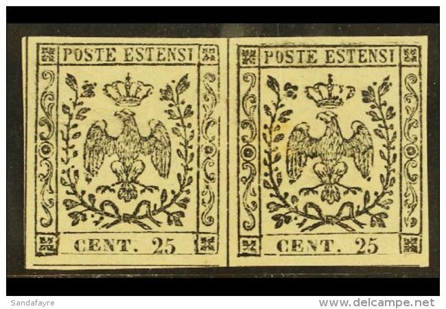 MODENA 1852 25c On Buff Without Stop, Sass 4, A Very Fine Mint Horizontal Pair, Cat &euro;500 (&pound;380) For... - Non Classés