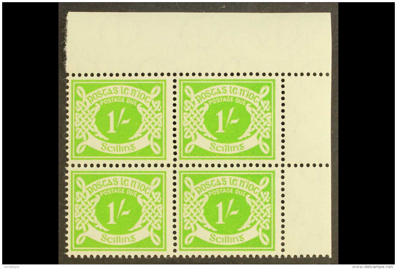 POSTAGE DUE 1940-70 1s Apple-green Watermark Sideways, SG D14a, Never Hinged Mint Corner Block Of Four. For More... - Autres & Non Classés