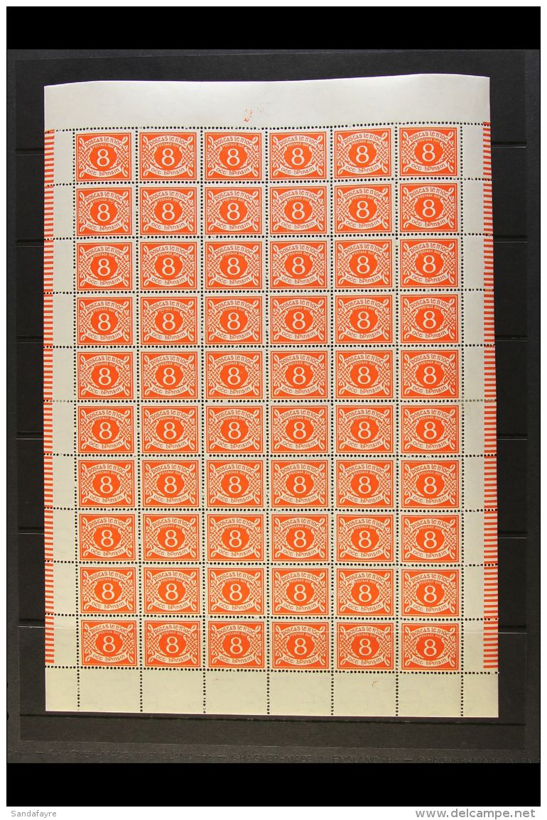 1962 POSTAGE DUE 8d Orange, Watermark Inverted, SG D12w, Complete Pane Of Sixty, Showing Varieties At 9/5 Damaged... - Autres & Non Classés