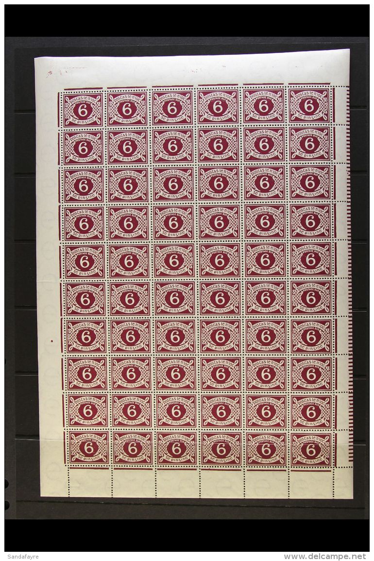 1960 POSTAGE DUE 6d Plum, SG D11, Complete Pane Of Sixty, Lightly Hinged In Margins Only. (60) For More Images,... - Other & Unclassified