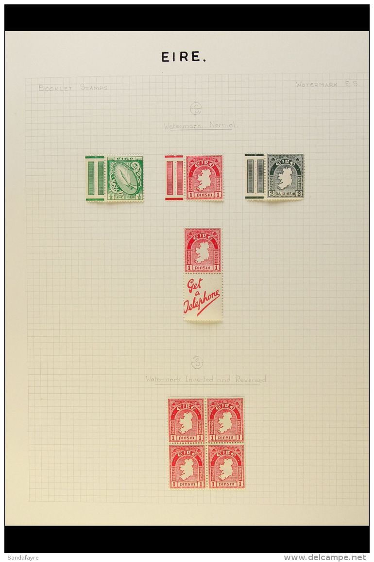 1922-71 BOOKLET STAMPS STUDY COLLECTION Written Up On Pages With 1922-34 &frac12;d Watermark Inverted X2 Pairs... - Other & Unclassified