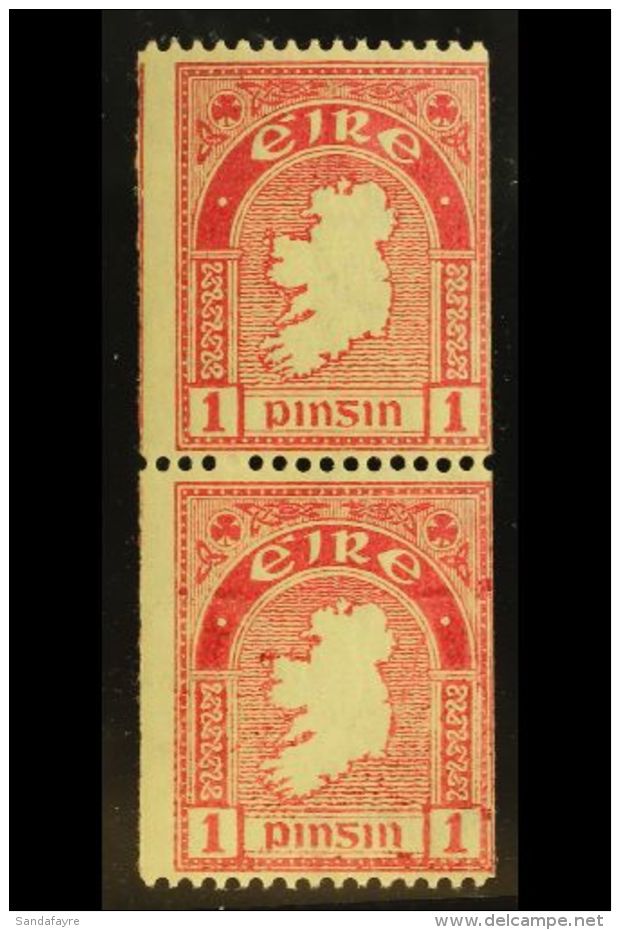 1922-34 1d Carmine, Perf.15 X Imperf, Vertical Pair, SG 72c, Hiberian D2cii, Never Hinged Mint. For More Images,... - Other & Unclassified