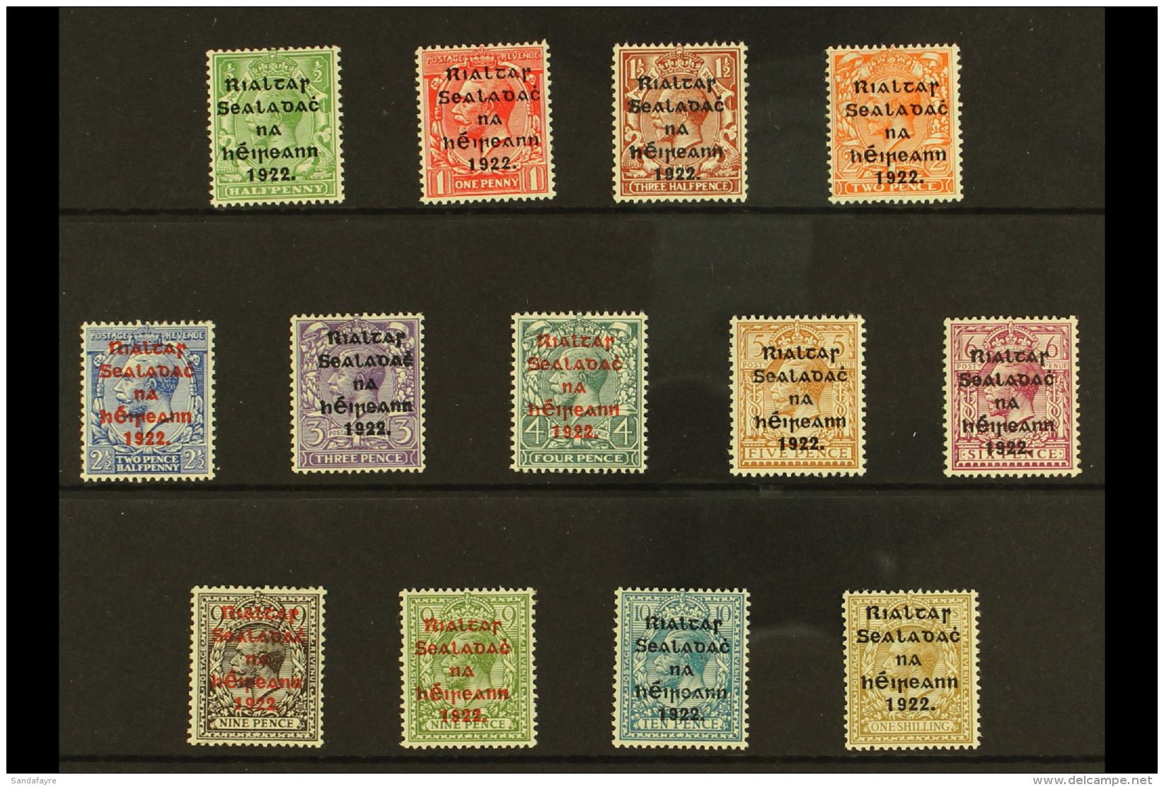 1922 Thom Five Line Overprints On Great Britain Complete Basic Set To 1s, With 2d Die I Only, SG 30/33, 35/43,... - Autres & Non Classés