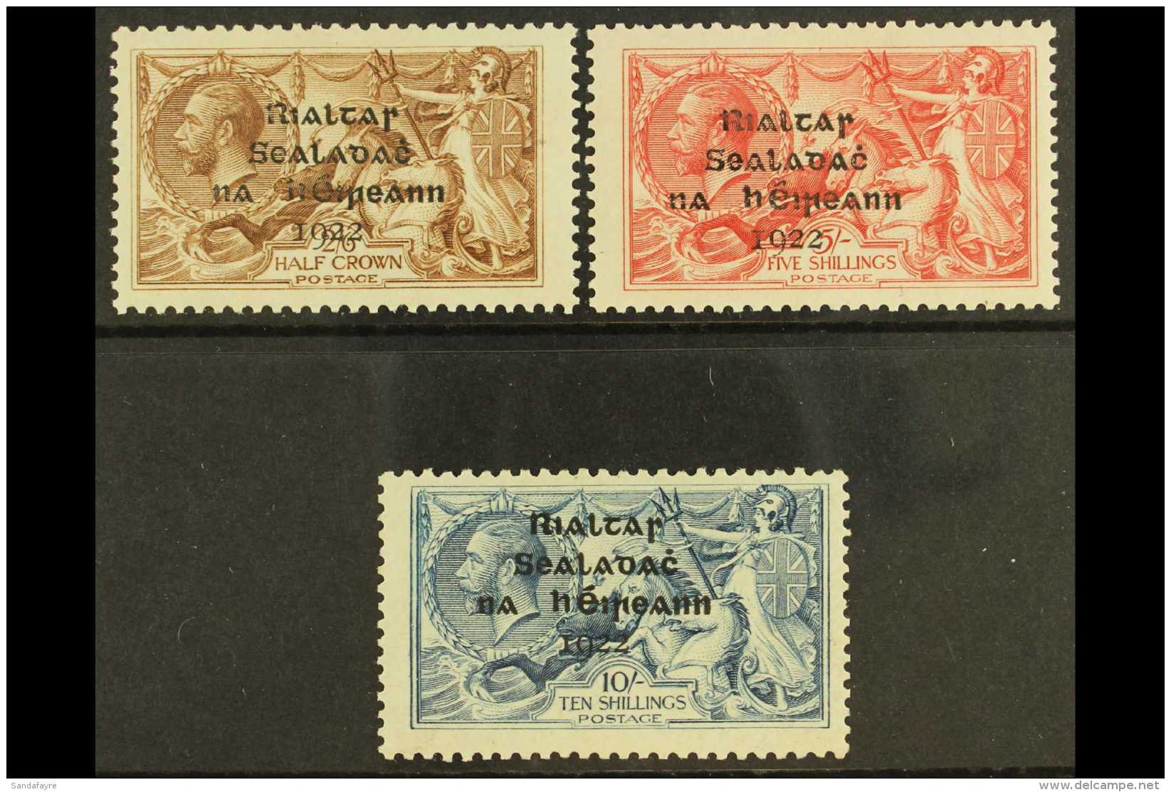 1922 Dollard Overprint On Seahorses Complete Set, SG 17/21, Hibernian T12/14, Fine Mint, 5s Minute Pin-hole, Very... - Other & Unclassified