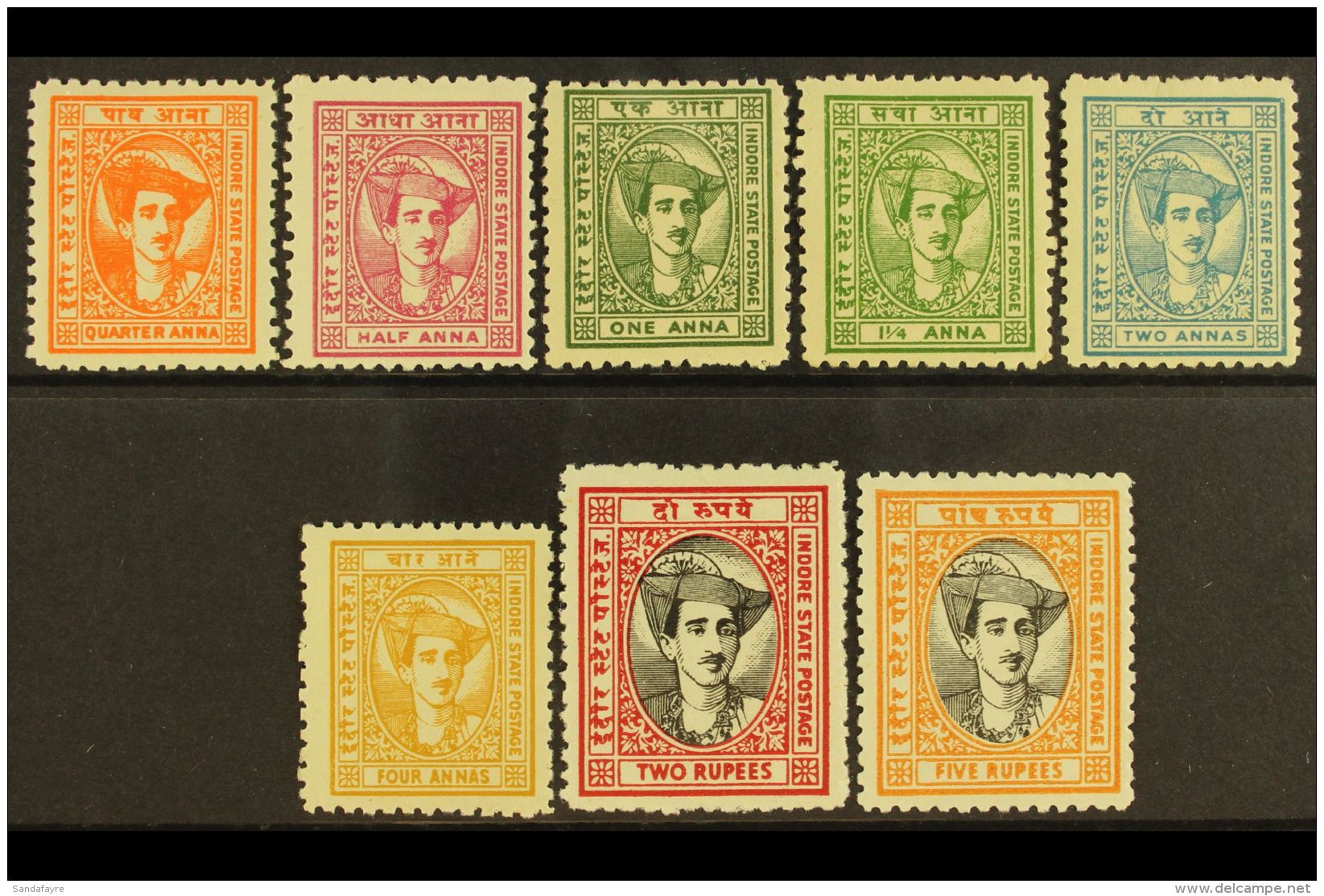 INDORE 1940 Maharaja Yeshwant Set Complete, SG 36/43, Very Fine Mint. (8 Stamps) For More Images, Please Visit... - Other & Unclassified