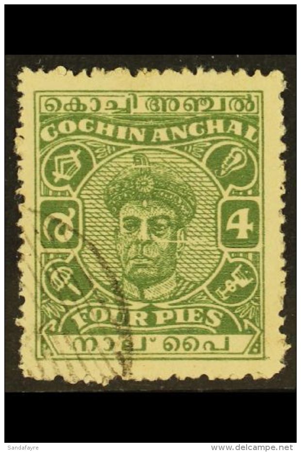 COCHIN 1946 4p Grey Green, Ravi Varma, SG 103, Very Fine Used. For More Images, Please Visit... - Other & Unclassified