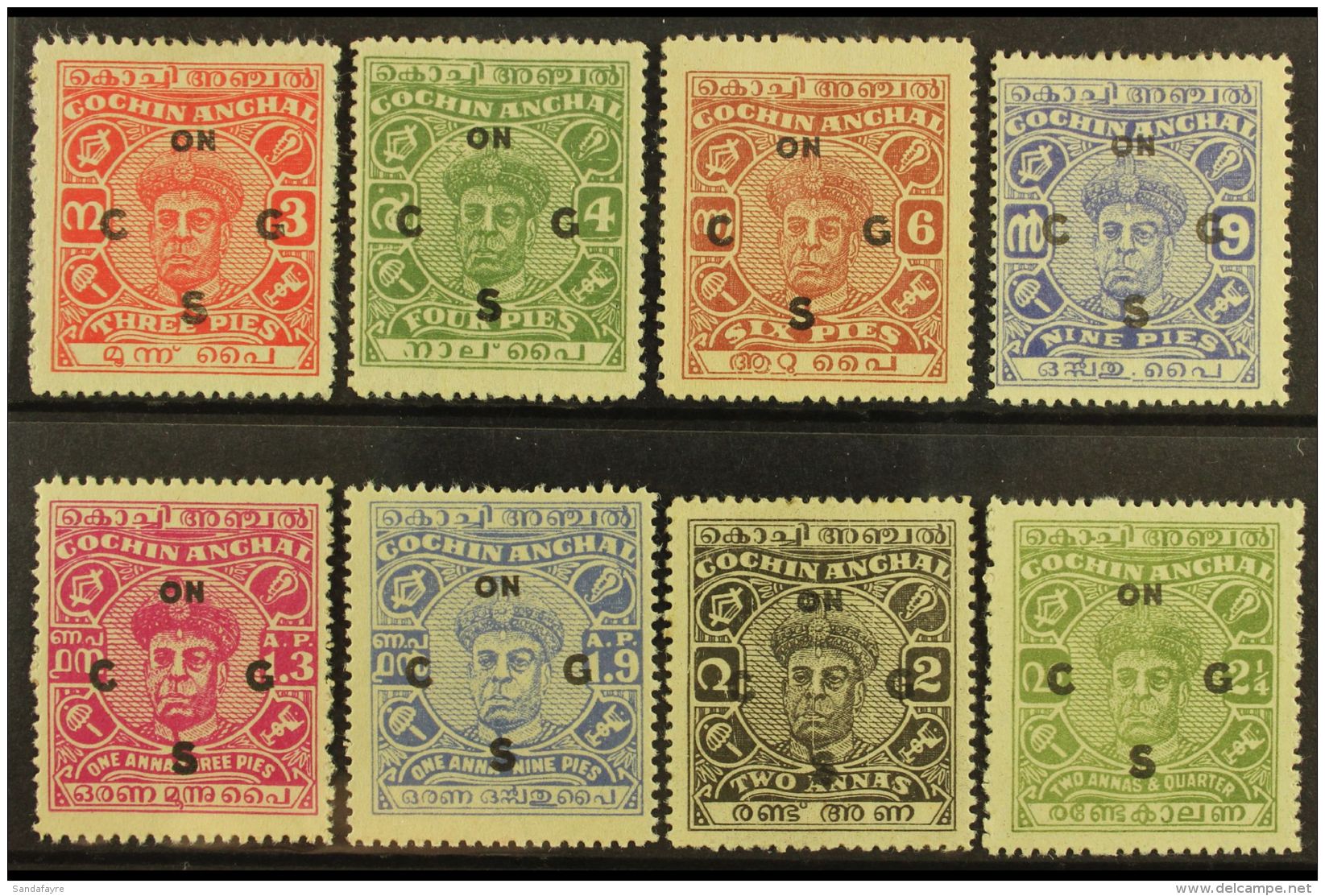 COCHIN - OFFICIALS 1946 Ravi Varma Set Ovptd, SG O84/O91, Very Fine And Fresh Mint. (8 Stamps) For More Images,... - Autres & Non Classés