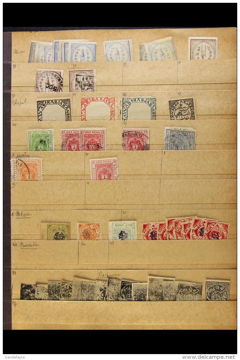 1870's-1930's OLD TIME ACCUMULATION On Ancient Stock Pages, Mint And Used, Inc Alwar (13), Bhopal (13), Bussahir... - Autres & Non Classés