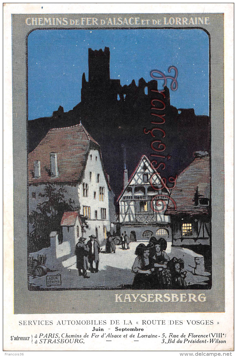 Chemins De Fer D' Alsace Et De Lorraine - Kaysersberg - Illustration Services Automobiles De La Route Des Vosges - Autres & Non Classés