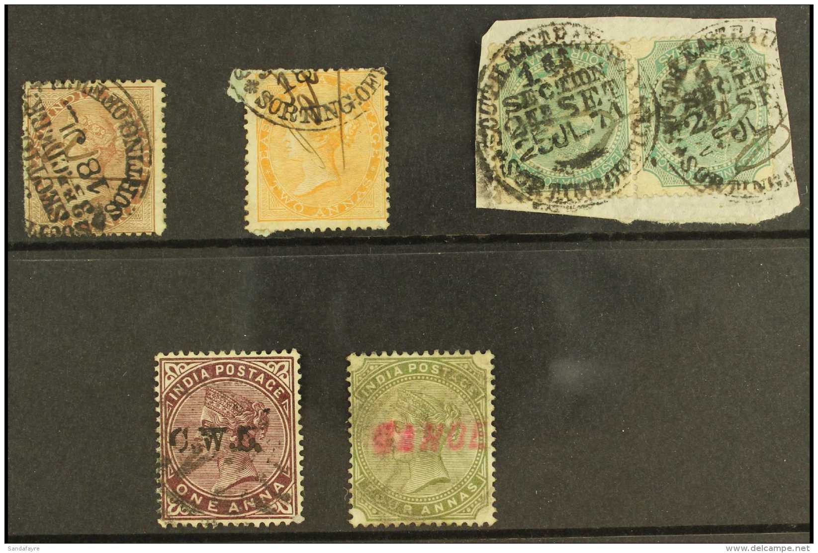 RAILWAY SORTING OFFICE POSTMARKS On 1856-78 1a, 2a, And 4a Pair, Plus Other Straight Line Cancels On Later QV 1a... - Autres & Non Classés