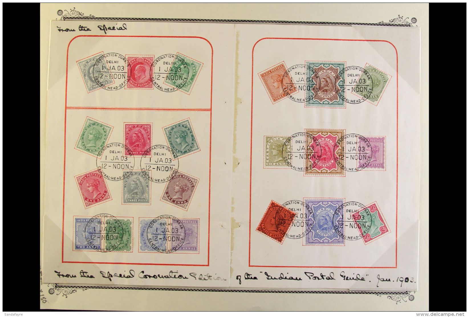 1903 (1 Jan) Two Pages From The Special Coronation Edition Of The Indian Postal Guide Featuring 22 Different... - Autres & Non Classés