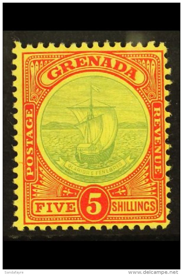 1908-11 5s Green And Red On Yellow Badge, SG 88, Fine Mint.  For More Images, Please Visit... - Grenada (...-1974)
