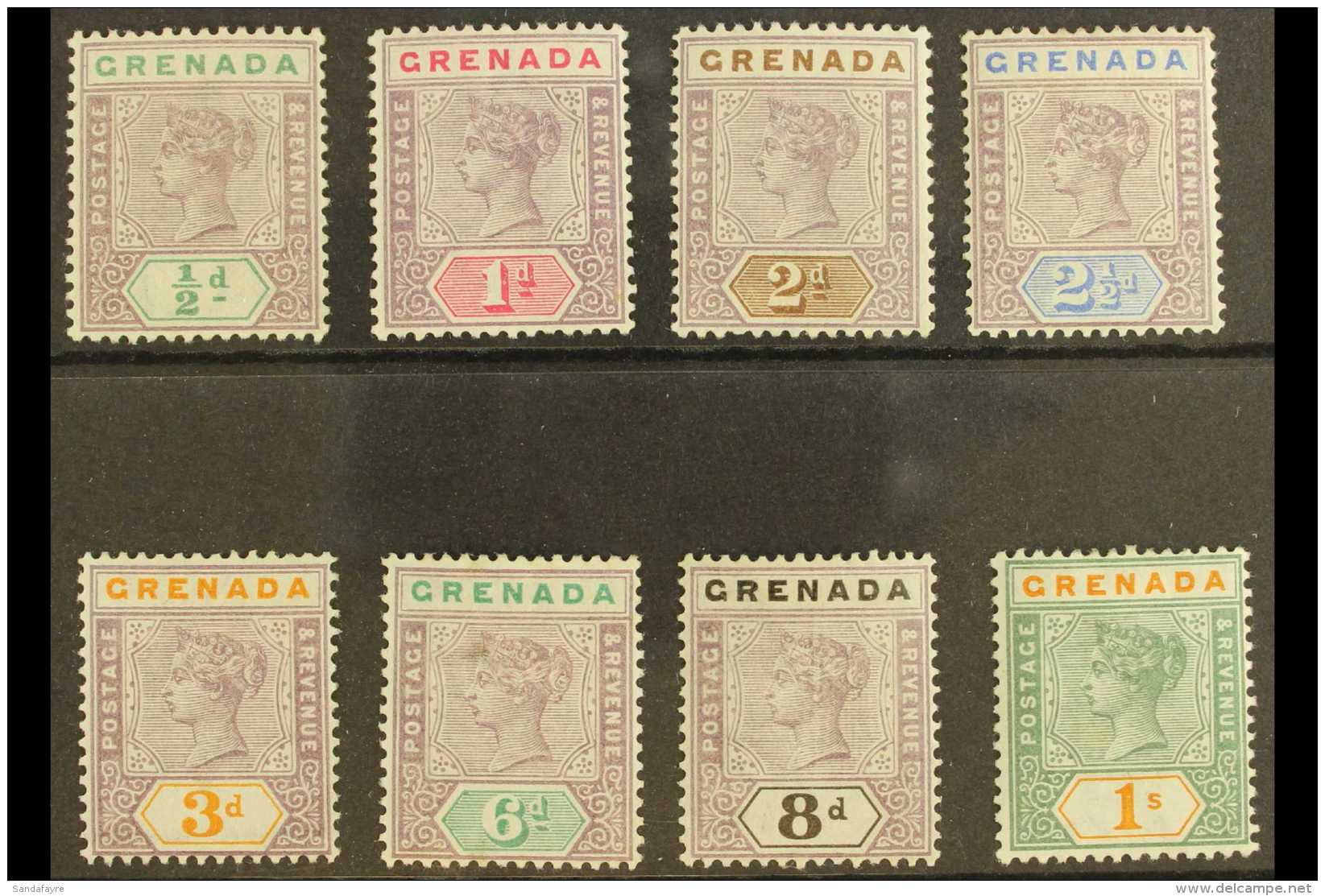 1895-99 Watermark Crown CA Complete Set, SG 48/55, Slight Mark On 6d, Otherwise Fine Mint (8). For More Images,... - Grenada (...-1974)