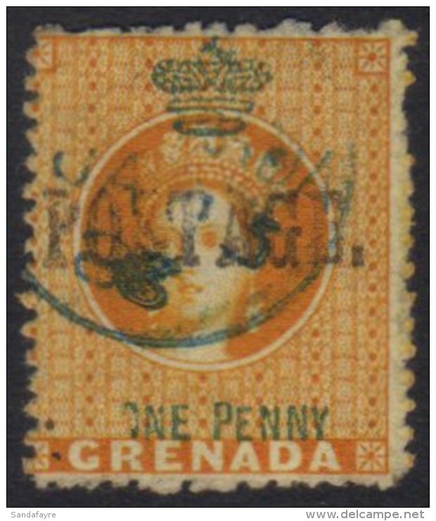 1883 1d Orange Overprinted "POSTAGE" With "INVERTED "S", SG 27c, Used With Neat Blue Cds, A Few Ragged Perfs As... - Grenada (...-1974)