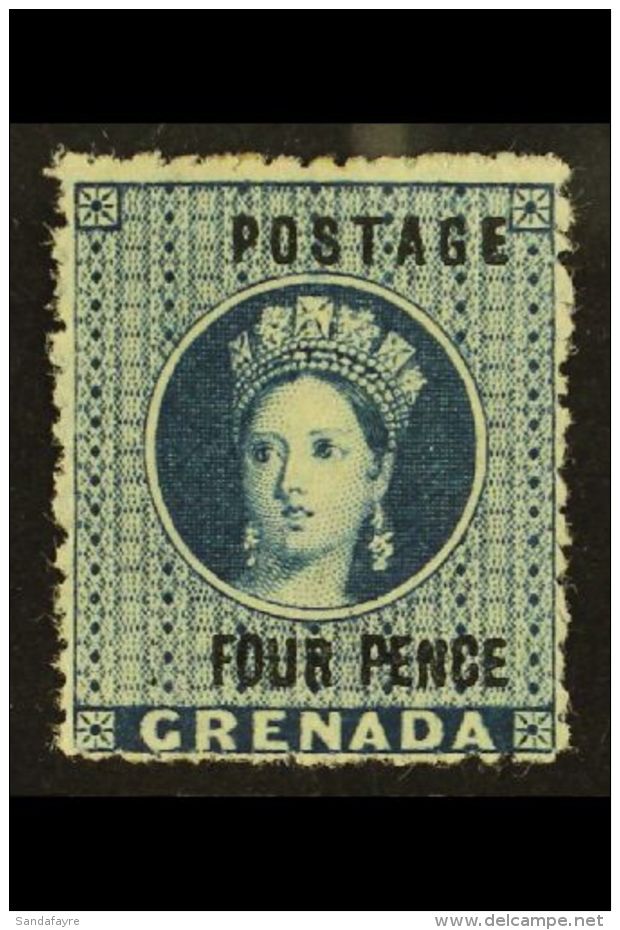 1881 4d Blue Overprint, SG 23, Fine Mint, Very Fresh. For More Images, Please Visit... - Grenade (...-1974)