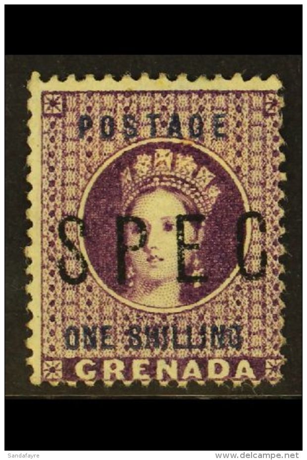 1875 1s Deep Mauve Surcharge With "SPEC(IMEN)" Overprint, SG 13s, Fine Unused No Gum, Fresh &amp; Rare, Only Two... - Grenade (...-1974)