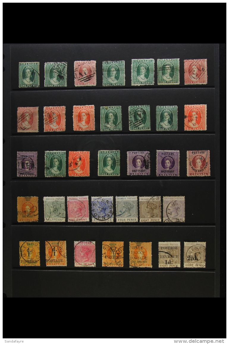 1861 - 1891 FINE USED QUEEN VICTORIA ISSUES Useful Collection Of Used Issues With 1861 No Wmk 1d Green Shades (2),... - Grenade (...-1974)