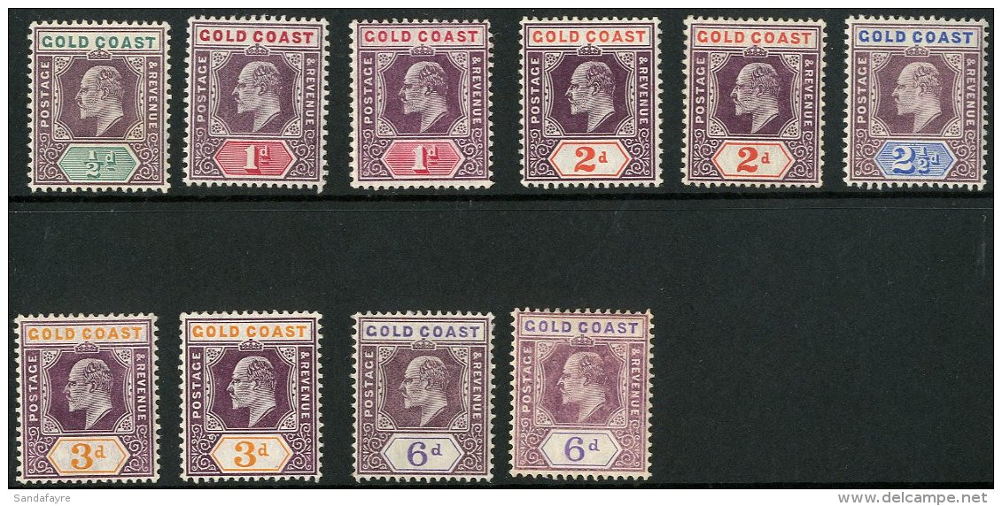 1904-06 Edward Multiple Watermark, Set To 6d, With Both Papers Of 1d, 2d, 3d And 6d, SG 49/54a, Fine Mint. (10... - Gold Coast (...-1957)