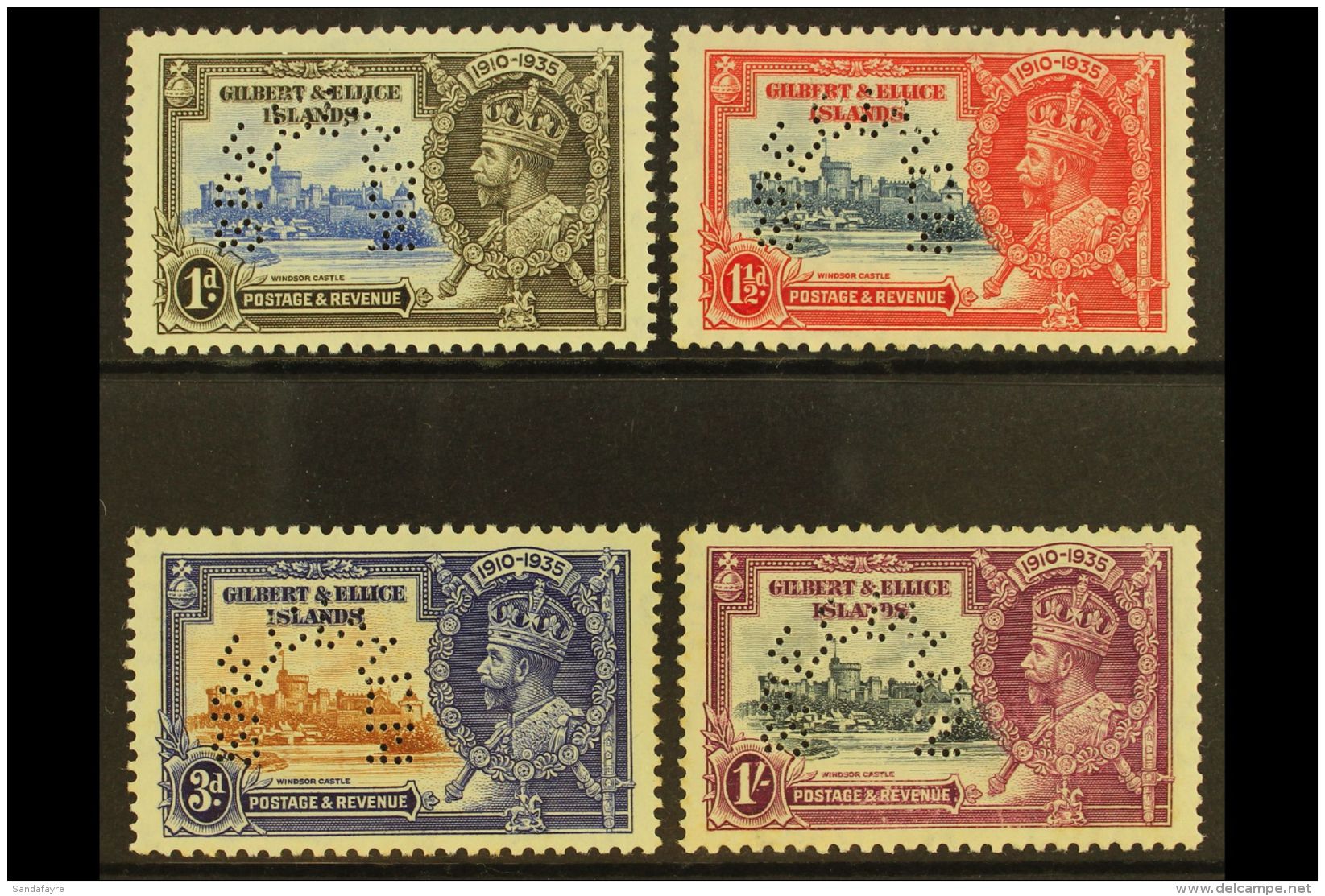 1935 Silver Jubilee Set Complete, Perforated "Specimen", SG 36s/9s, Very Fine Mint. (4 Stamps) For More Images,... - Îles Gilbert Et Ellice (...-1979)