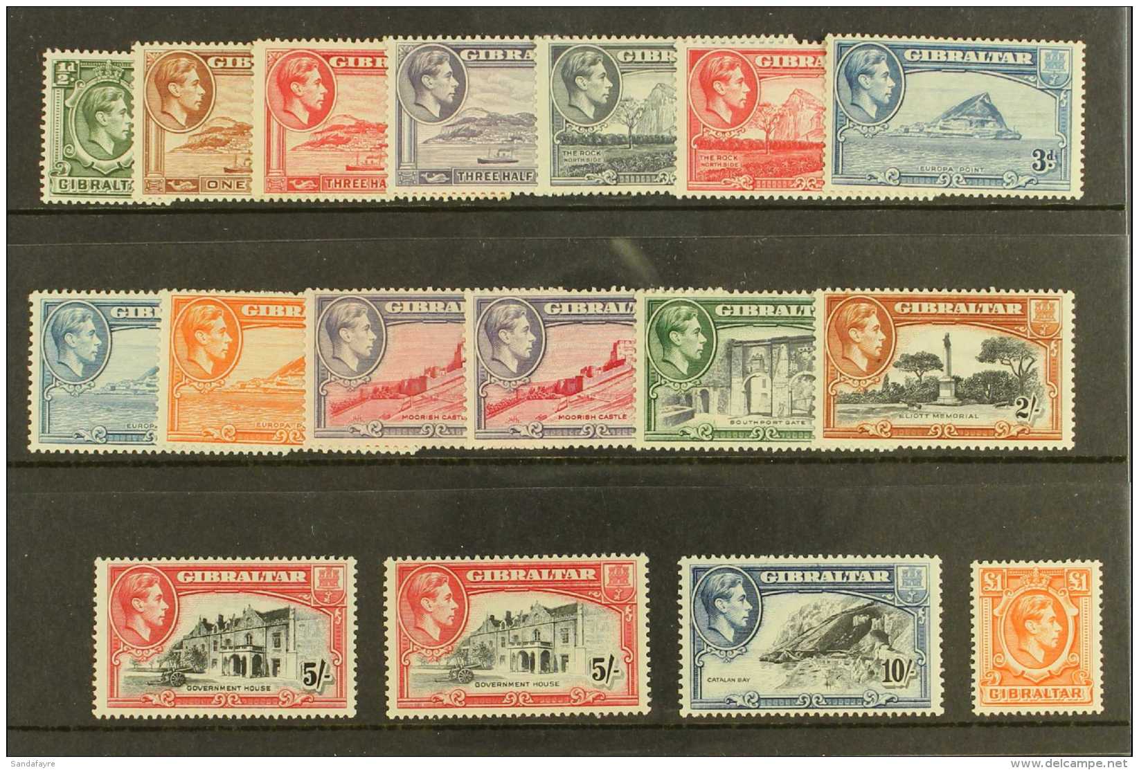 1938-51 Complete Basic Definitive Set, SG 121/131, With Additional 3d Perf 13&frac12;, 6d Perf 13&frac12;, And 5s... - Gibraltar
