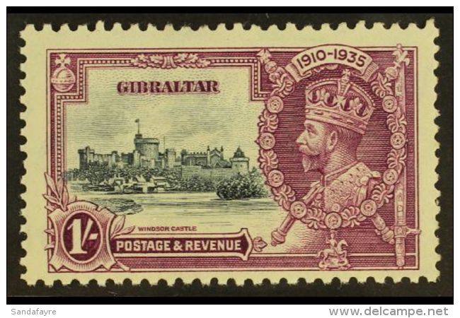 1935 1s Slate And Purple Silver Jubilee, Variety "Extra Flagstaff", SG 117a, Very Fine Never Hinged Mint. For More... - Gibraltar