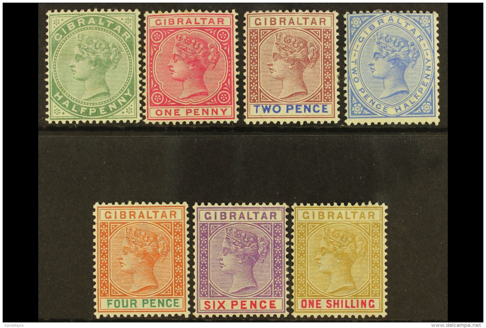 1898 Re-issue In Sterling Complete Set, SG 39/45, Fine Mint. (7 Stamps) For More Images, Please Visit... - Gibraltar