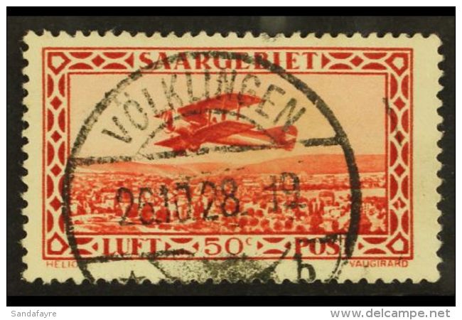 1928 50c Brown-lake Air PLATE FLAW (broken Square) Position 44, Michel 126 I/ III, Fine Used, With A Christine Ney... - Autres & Non Classés