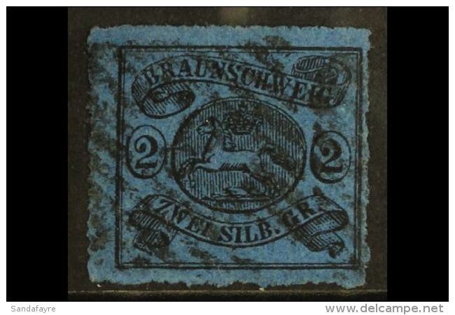 BRUNSWICK 1864 2Sgr Deep Blue, Roulette 16, Mi 15, Very Fine Used. For More Images, Please Visit... - Autres & Non Classés