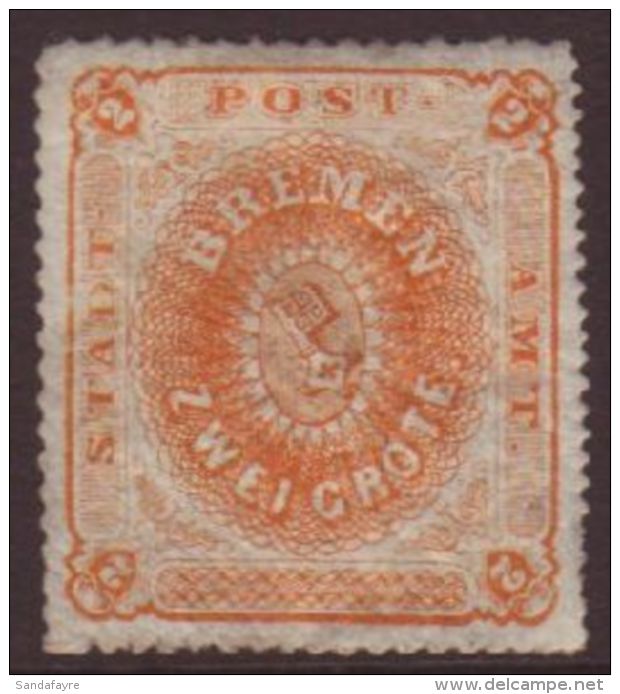 BREMEN 1863 2Gr Orange, Percés én Scie 16, Mi 5, Very Fine Mint. For More Images, Please Visit... - Other & Unclassified