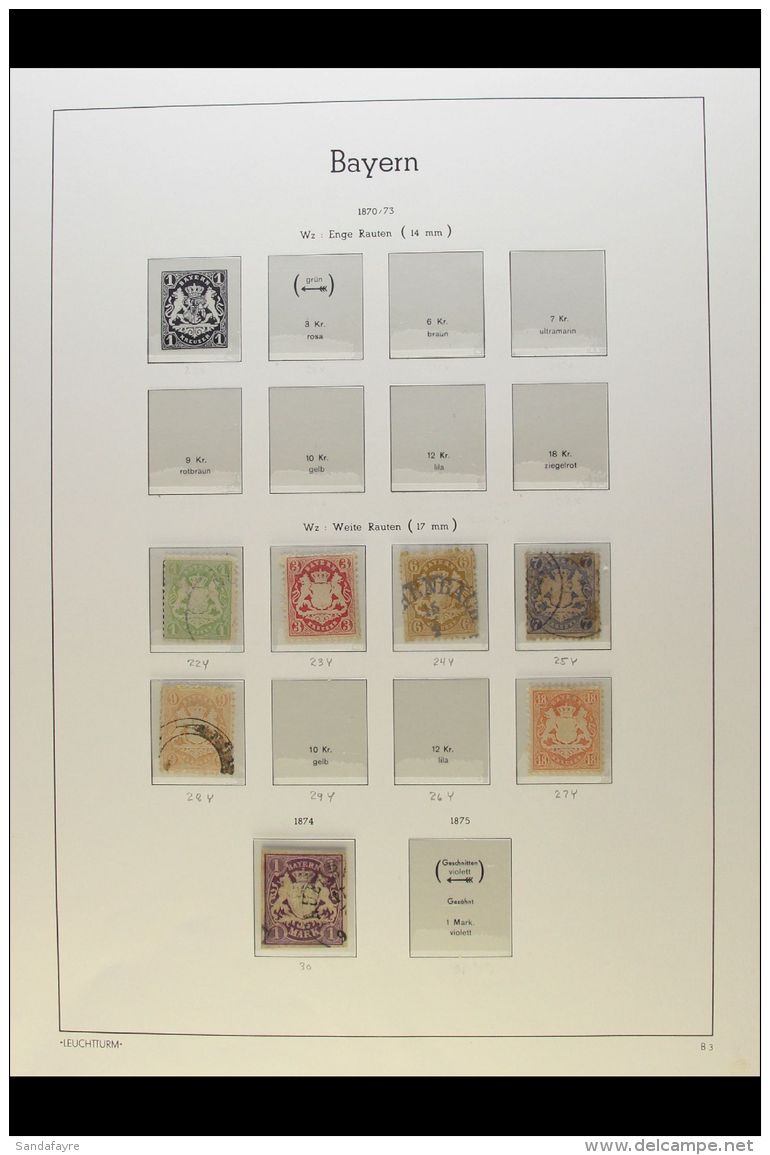 BAVARIA 1870-1920 COLLECTION On Hingeless Pages, Inc 1870 To 18k Mint, 1874-75 1m Imperf Used, 1875 To 18k Mint,... - Other & Unclassified