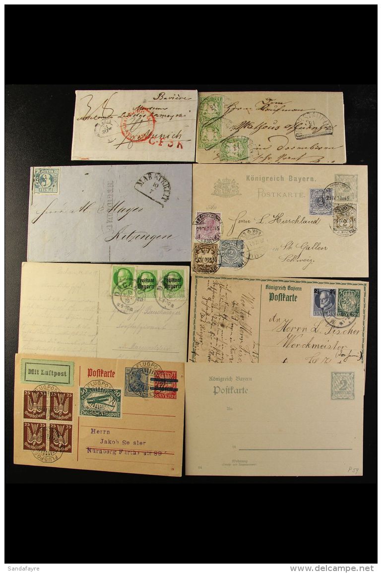 BAVARIA 1841-1922 Group Of Covers &amp; Cards, Inc 1841 Stampless Incoming Entire Letter From France, 1862 Entire... - Autres & Non Classés