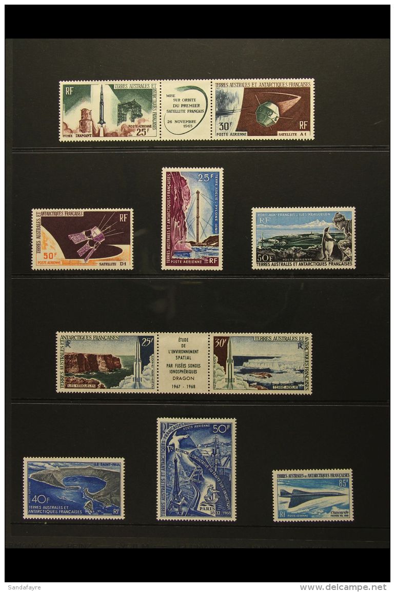 TAAF 1966-1969 NEVER HINGED MINT Complete Run Of AIR POST Issues. From 1966 Satellite Triptych Through To 1969 85f... - Autres & Non Classés