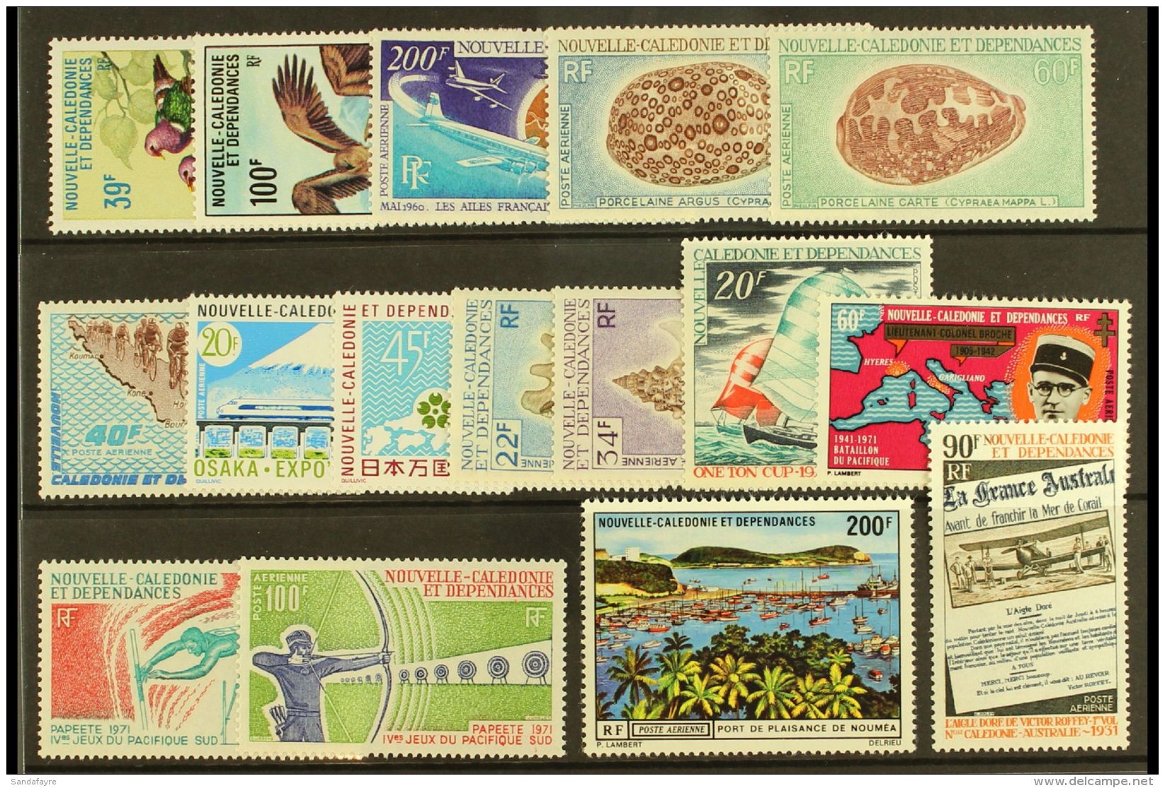 NEW CALEDONIA 1970-71 Complete Air Post Collection. Never Hinged Mint (16 Stamps) For More Images, Please Visit... - Other & Unclassified