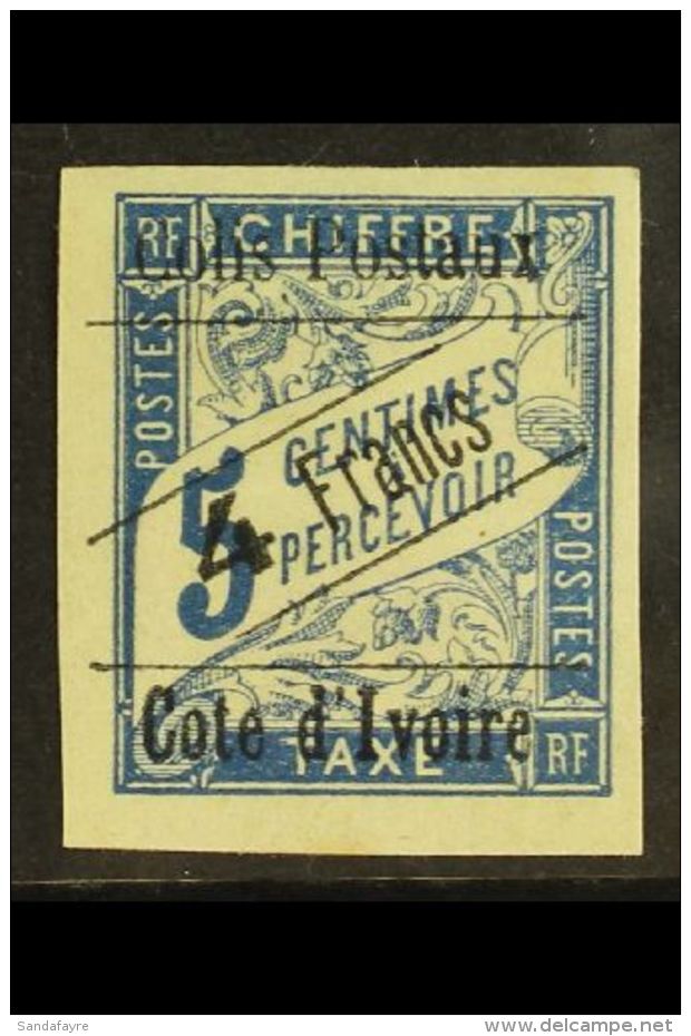 IVORY COAST PARCEL POST 1904 4f On 5c Bright Blue Overprint (Yvert 16, SG P35), Fine Mint, Four Large Margins,... - Other & Unclassified