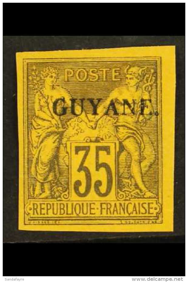 GUYANA 1892 35c Violet On Yellow Ovptd, Yv 12, Very Fine Mint. Scarce Stamp. For More Images, Please Visit... - Autres & Non Classés