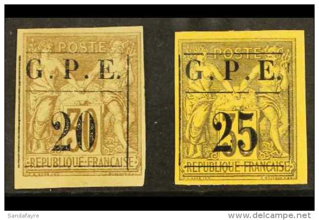 GUADELOUPE 1884 "20" On 30c Dull Brown &amp; "25" On 35c Black On Orange "G.P.E." Overprints (Yvert 1/2, SG 6/7),... - Autres & Non Classés