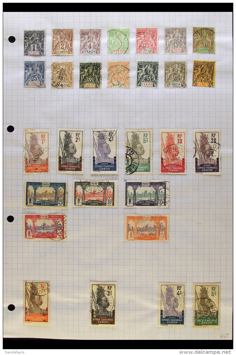 GABON 1904-1933 All Different FINE USED Collection On Pages. With 1904-07 "Tablet Set To 75c; 1910 "Congo... - Other & Unclassified