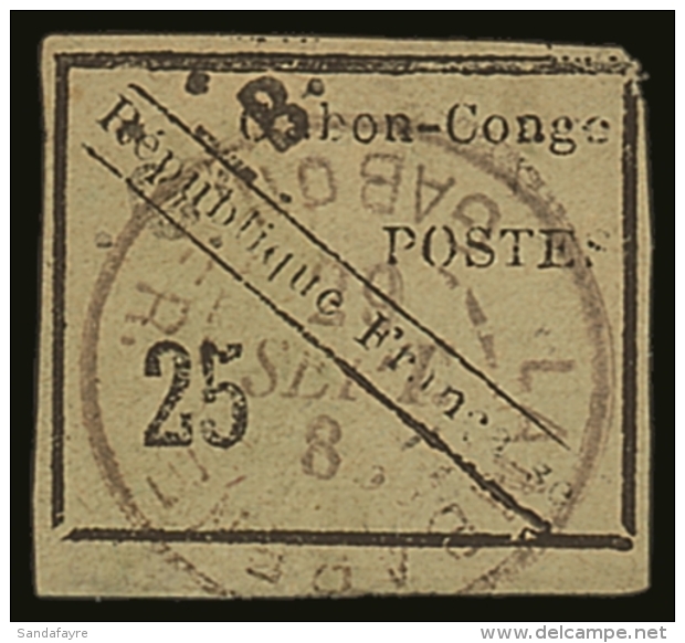 GABON 1889 25c Black On Green, Yvert 15 (SG 15), 4 Margins (close At Upper Right Corner), Without The Usual... - Other & Unclassified