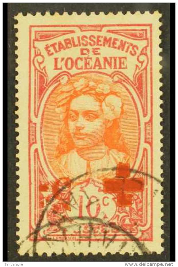 FRENCH OCEANIC SETTLEMENTS 1915 +5c On 10c Red Cross Surcharge, Variety Surcharge Inverted", Yv 41a, Very Fine... - Autres & Non Classés