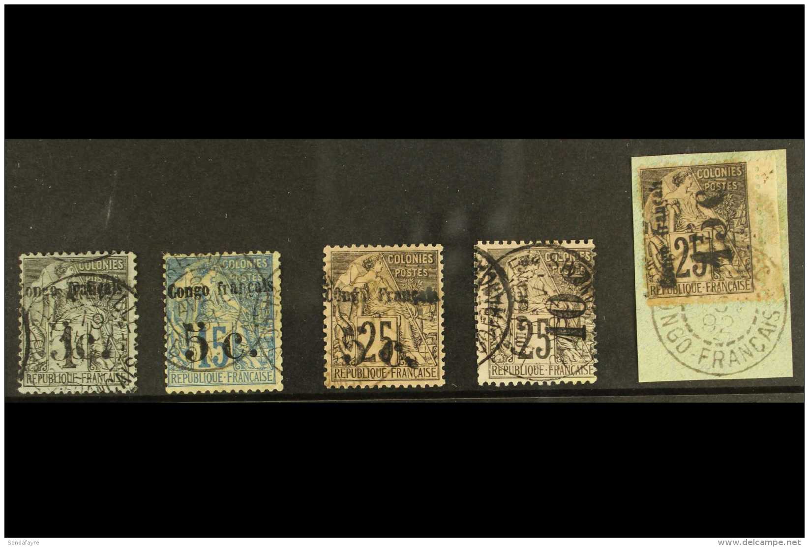 CONGO 1891-92 SURCHARGES An All Different Used Group Of "Congo Francaise" Overprints With 5c On 1c, 5c On 15c, And... - Other & Unclassified