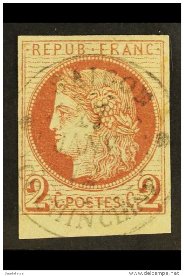 COCHIN CHINA 1872 - 77 2c Red Brown Ceres, Yv 15, Superb Bottom Margin Example With Central "Saigon 27 Janv 72... - Autres & Non Classés