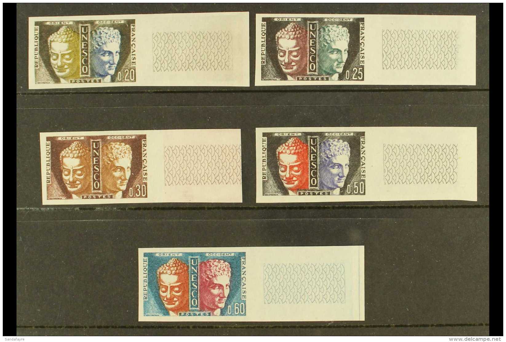 OFFICIALS UNESCO 1961-65 Complete IMPERF Set (as Yvert 22/26, SG U1/U5), Very Fine Never Hinged Mint Matching... - Autres & Non Classés