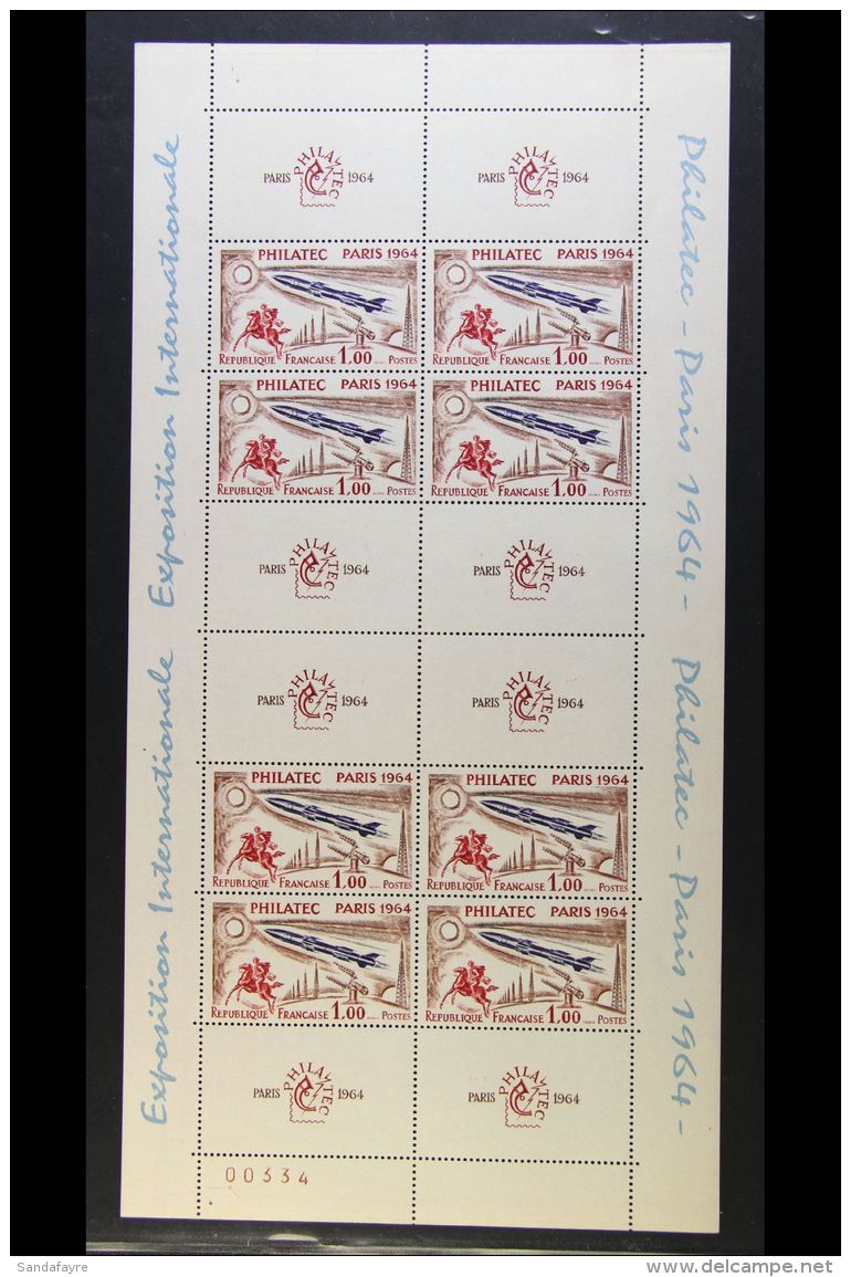 1964 "PHILATEC 1964" Complete Sheet (numbered At Base) Comprising 8 X 1f Stamps Plus 8 Printed Labels, SG MS1651a... - Autres & Non Classés
